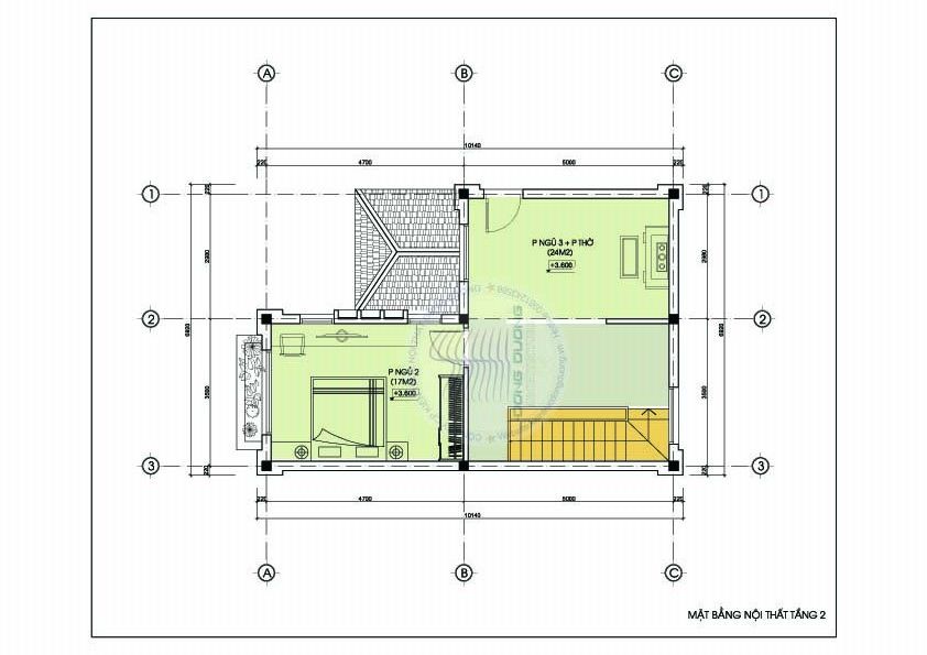 mat bang cong nang tang 2 biet thu chu L, bản vẽ thiết kế mẫu nhà vườn hai tầng ở quê