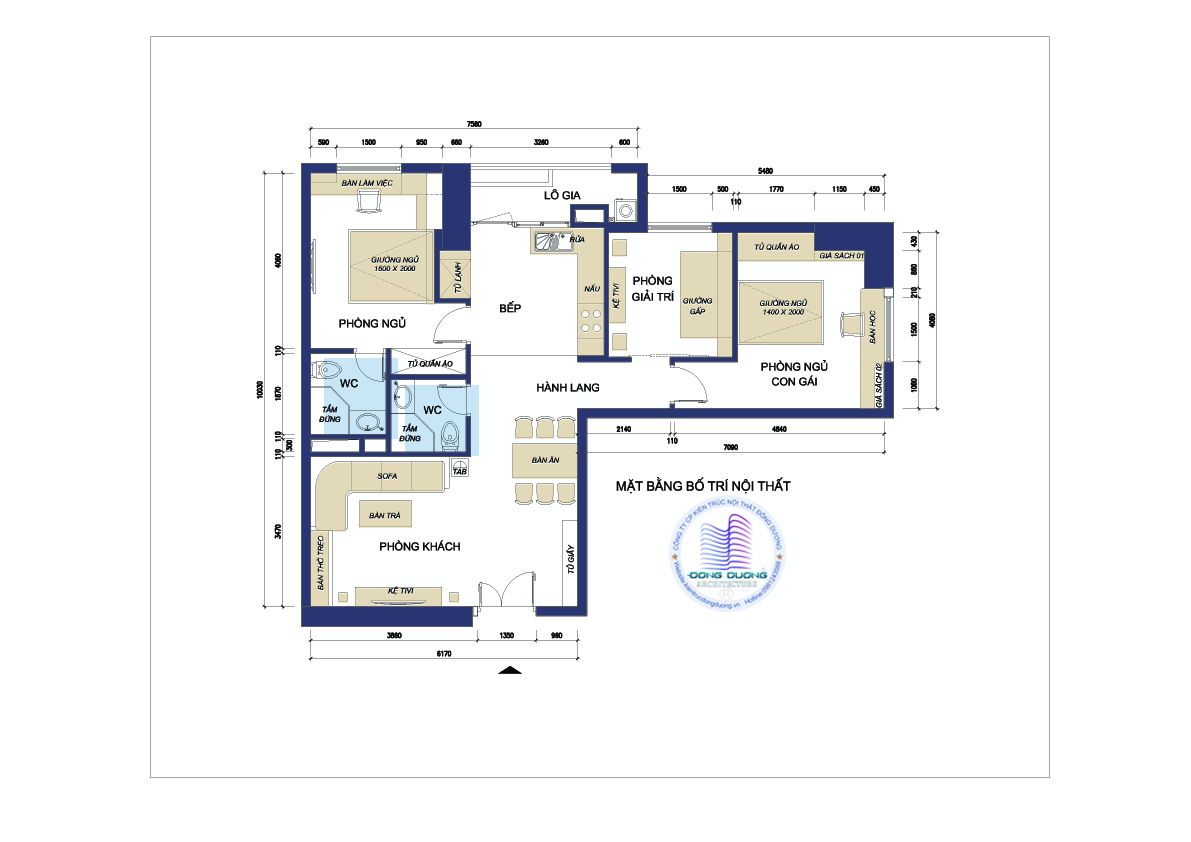 3 mẫu thiết kế căn hộ chung cư 100m2 3 phòng ngủ đẹp mê ly