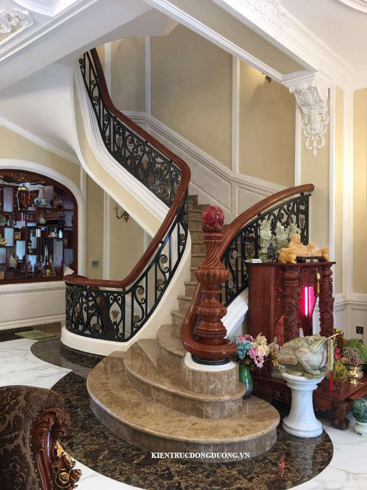 mẫu cầu thang dành cho biệt thự phong cách tân cổ điển đẹp